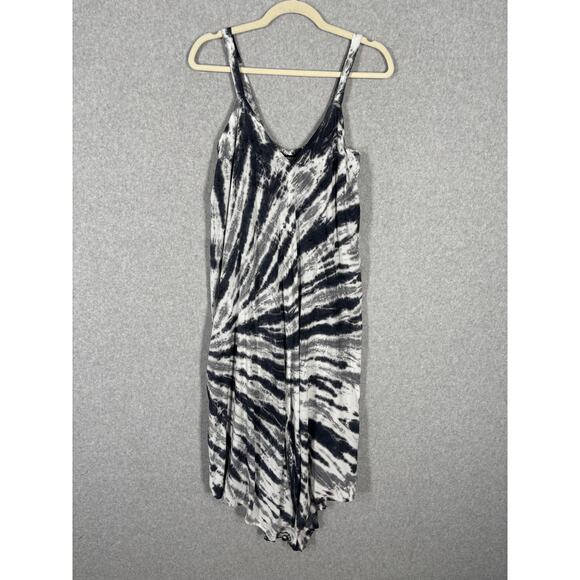 Papa Vancouver Jumpsuit Womens Small Gray Tie Dye Wide Leg Crop Boho Vacation - Picture 1 of 13